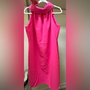 STS Sail To Sable Dress Large Bubblegum Pink Cowl Neck Button Back Barbie Style